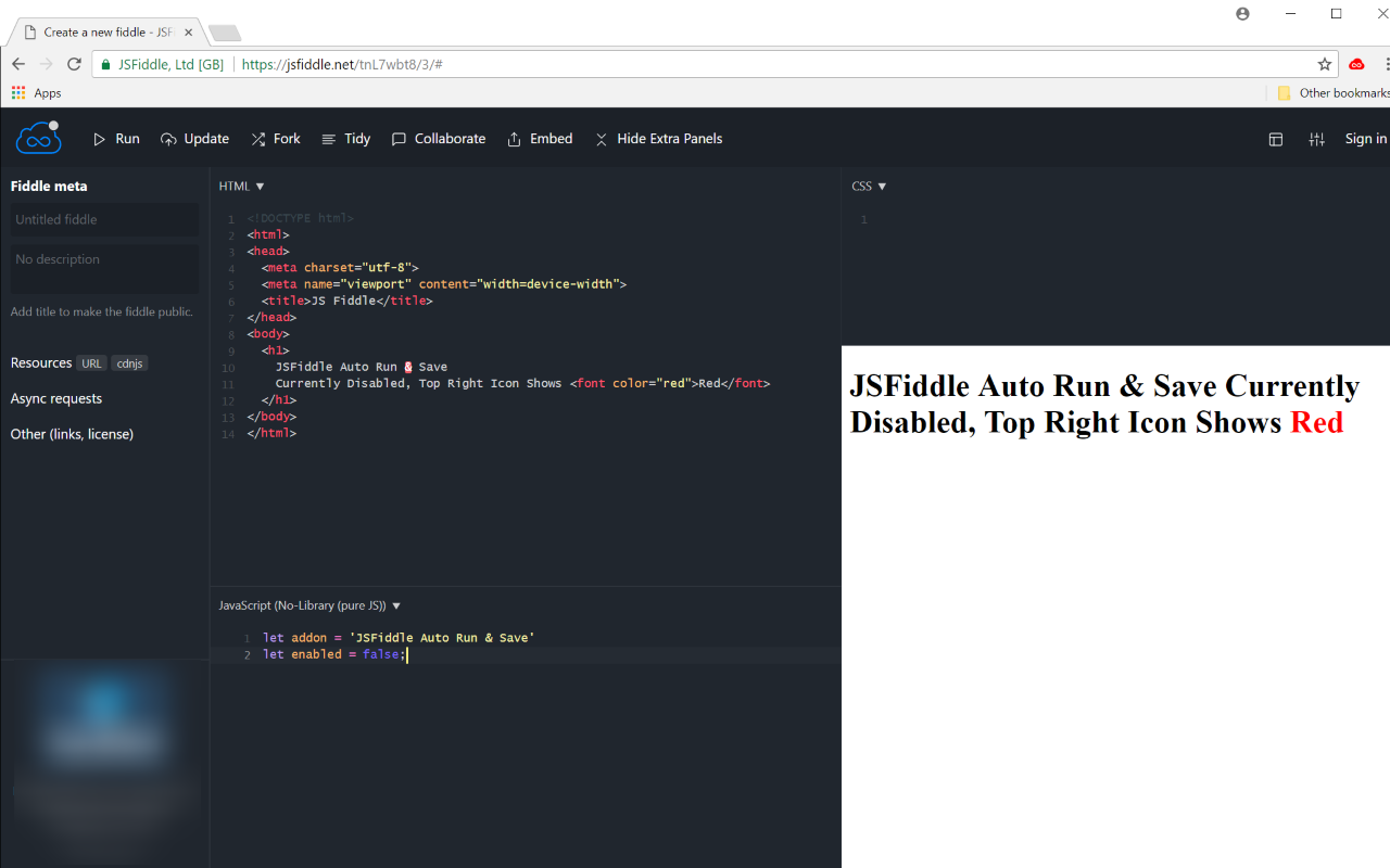 JSFiddle Auto Run & Save Preview image 4