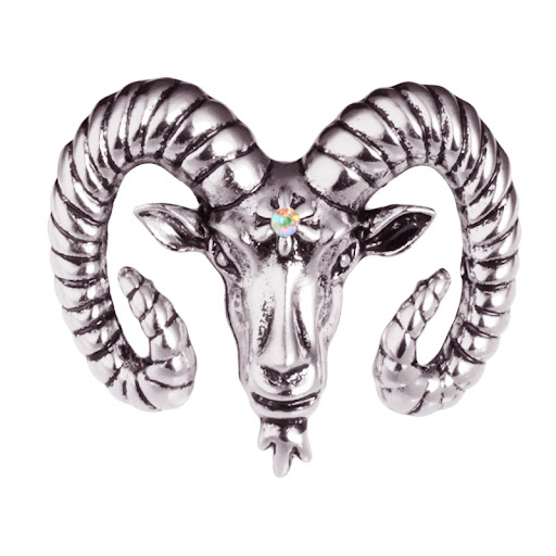 Title 3, Retro Domineering Goat Head Brooch Mens Suit A...