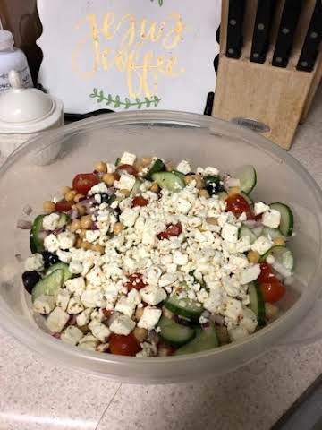 Chickpea Salad w/ Cucumber Tomatoes and Feta