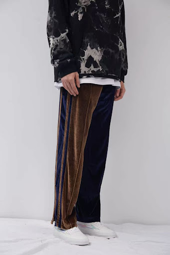 Title 5, Velvet color matching loose mens straight casu...