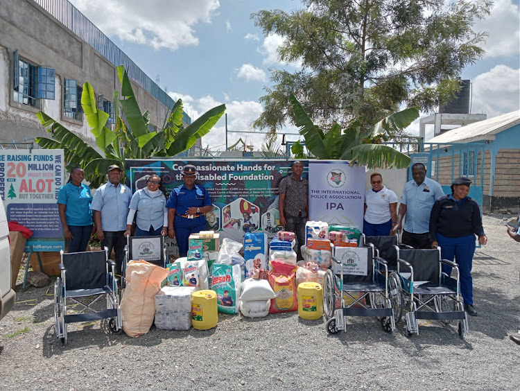 The National Police Service visited The Compassionate Hands for the Disabled Foundation in Ruai and donated assorted foodstuffs and wheelchairs on Friday, December 16.