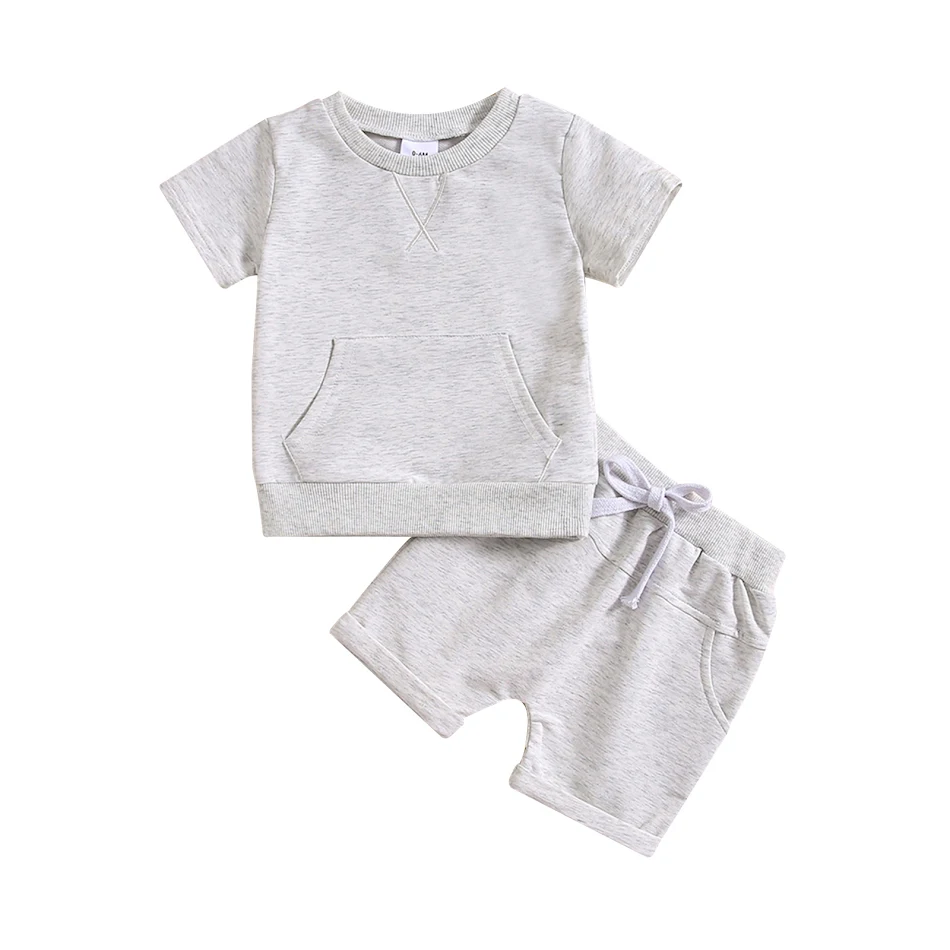 Boys And Girls Alphabet Embroidery Two-piece Suit