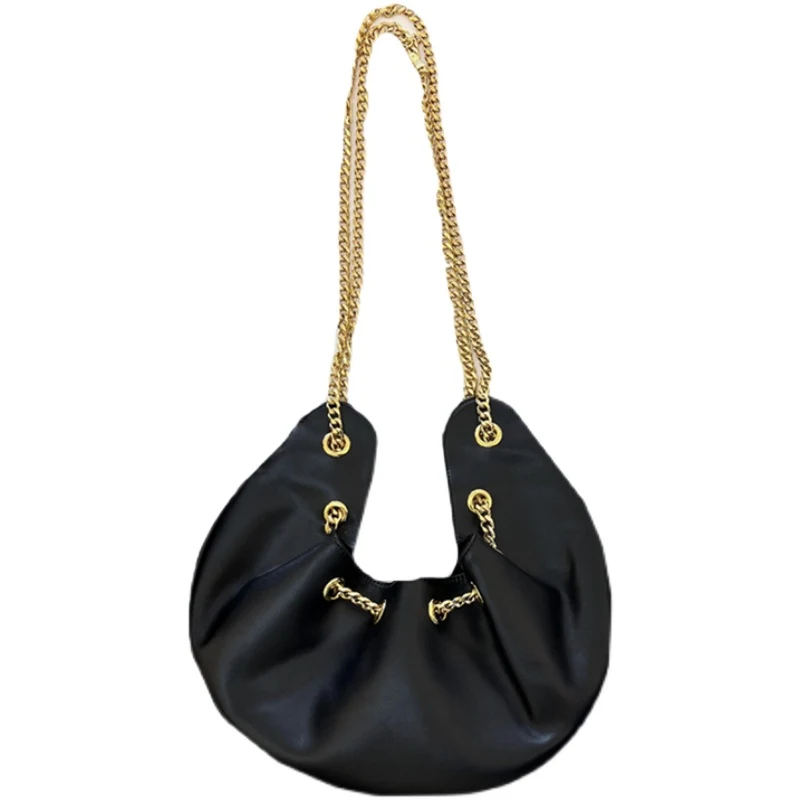 Sac à main femme croissant, grande capacité avec chaîne, sous le bras, parfait pour le quotidien ou les soirées, élégance et fonctionnalité.