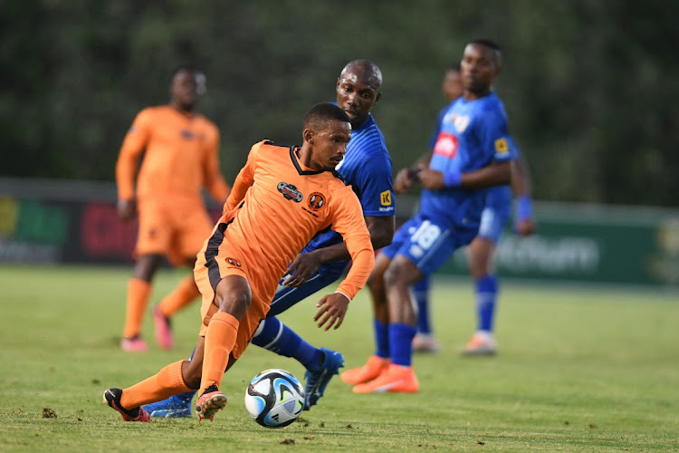 Etiosa Ighodaro of SuperSport United and Oswin Appollis of Polokwane City during the Carling Knockout match on Sunday
