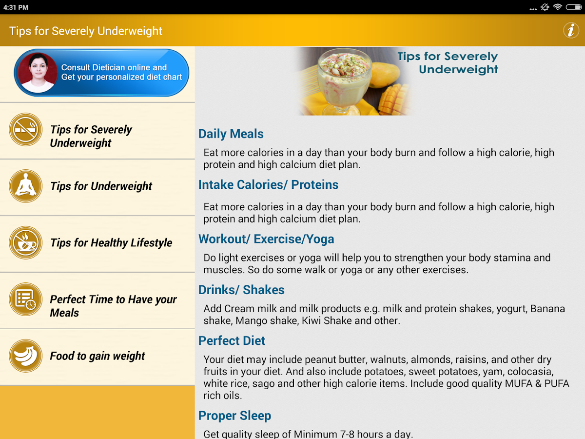 high calorie diet plan for weight gain