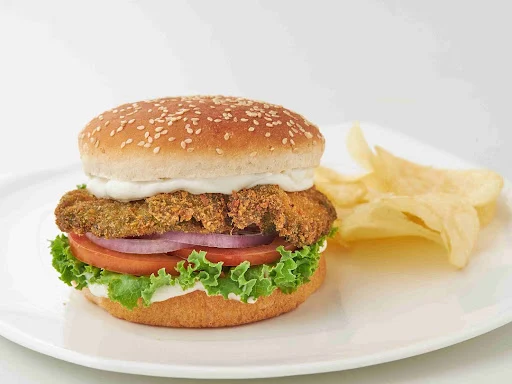 Pesto Fried Fish Burger