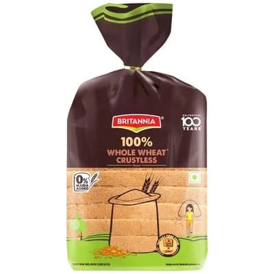 Britannia 100 Percent Whole Wheat Crustless Bread 300 Gm