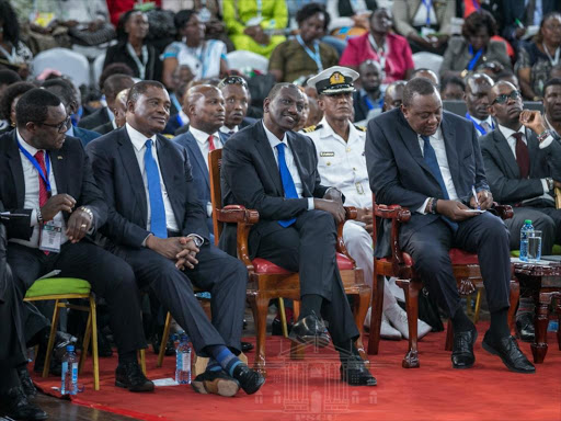 Deputy President William Ruto, President Uhuru Kenyatta and other leaders during the Anti-Corruption Conference at the Bomas of Kenya on January 25, 2019. /COURTESY