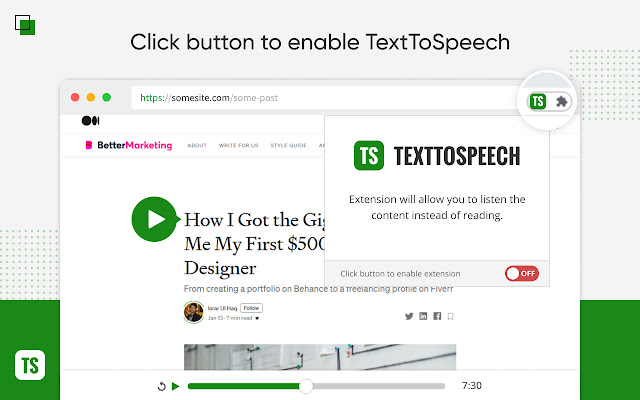 Text to speech extension chrome extension