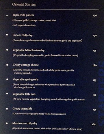 Hotel Kohinoor Plaza menu 