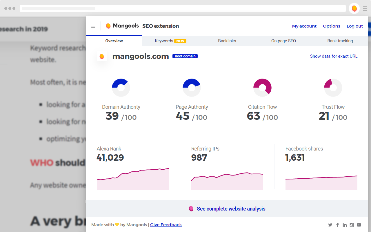 SEO Extension [Metrics, Backlinks, On-Page] Preview image 3