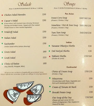 The Fernery - Hotel Aurora Towers menu 