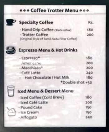 Coffee Trotter menu 