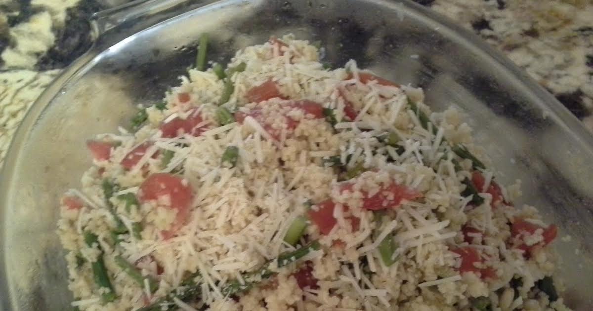 Tomato Asparagus Parmesan Couscous | Just A Pinch Recipes