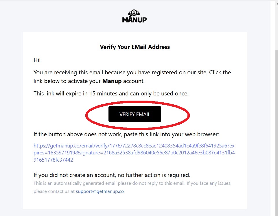 Verify Your Manup Account