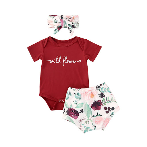 Title 5, Toddler red baby girl cotton clothes set with l...