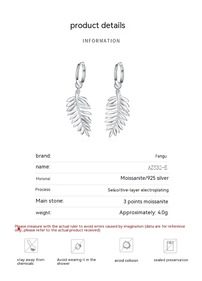 925 Sterling Silver Leaves Moissanite Ear Clips Earrings. Add sparkle and sophistication to any outfit. Shop now!