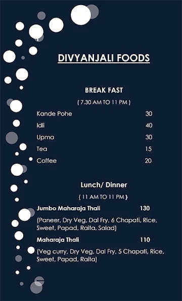 Divyanjali Foods menu 