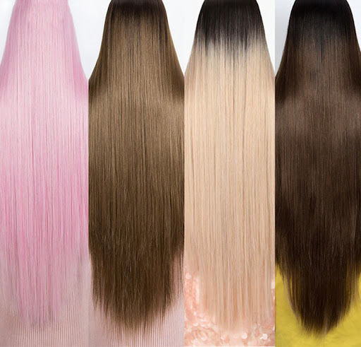 Title 4, Long, straight hair synthetic fiber headgear fo...