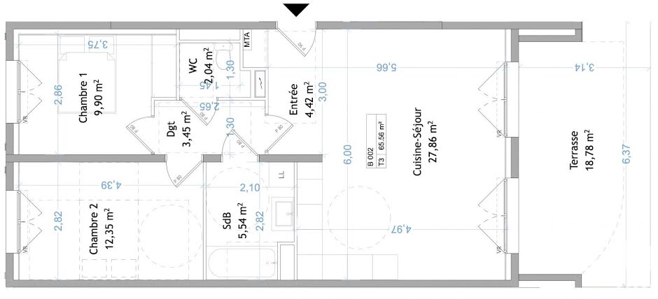 Vente appartement 3 pièces 65 m² à Montpellier (34000), 372 643 €