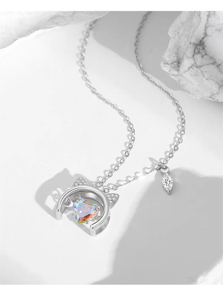 Koreaanse smart kattenketting voor dames, schattige hartvormige hanger, perfect voor een stijlvolle en moderne look