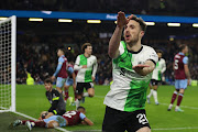 Diogo Jota celebrates scoring Liverpool's second goal in their Premier League match against Burnley at Turf Moor in Burnley on Tuesday night.