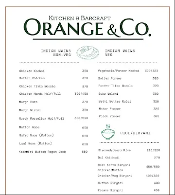 Orange and co menu 