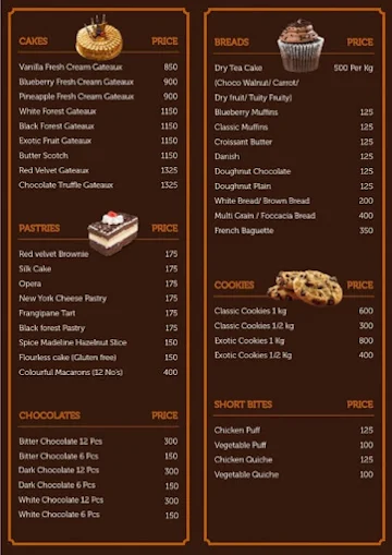 The Cake Shop & Tea Lounge - Radisson Blu menu 