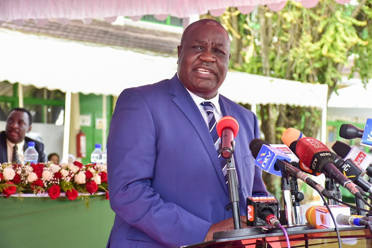 Early learning and basic Education PS Julius Jwan during the release of the 2021 KCSE results at KNEC headquarters on April, 23,2022.