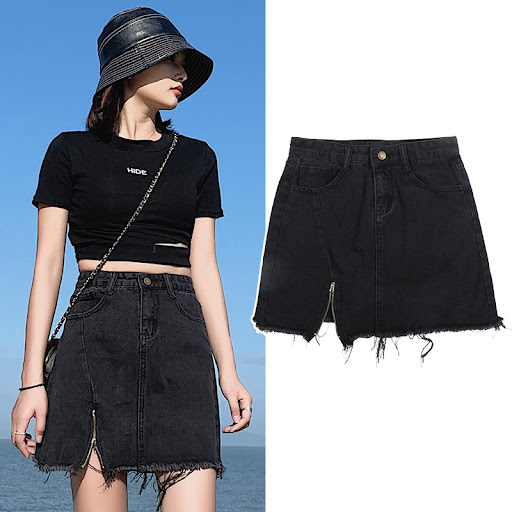 Title 8, Womens Fashion High Waist Slim Denim Skirt pro...