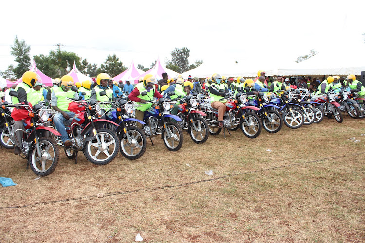 Youths after receiving boda bodas at Kimorori grounds on August 3, 2022.