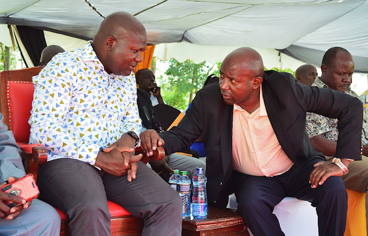 Kakamega Governor Fernandez and deputy Ayub Savula at Khabondi Primary School in Mumias East on Saturday