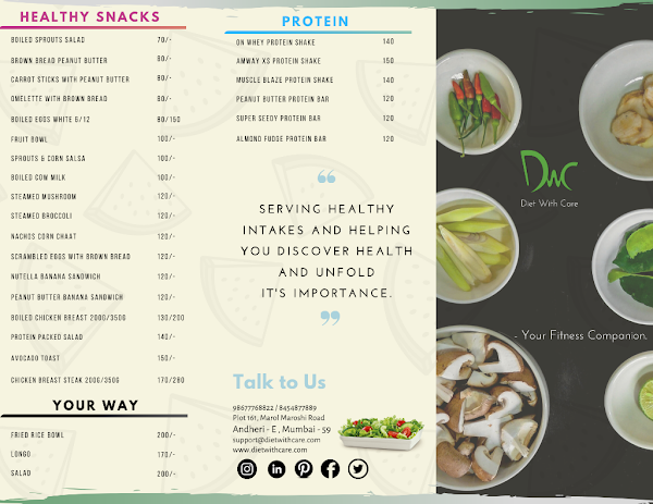 Diet With Care menu 