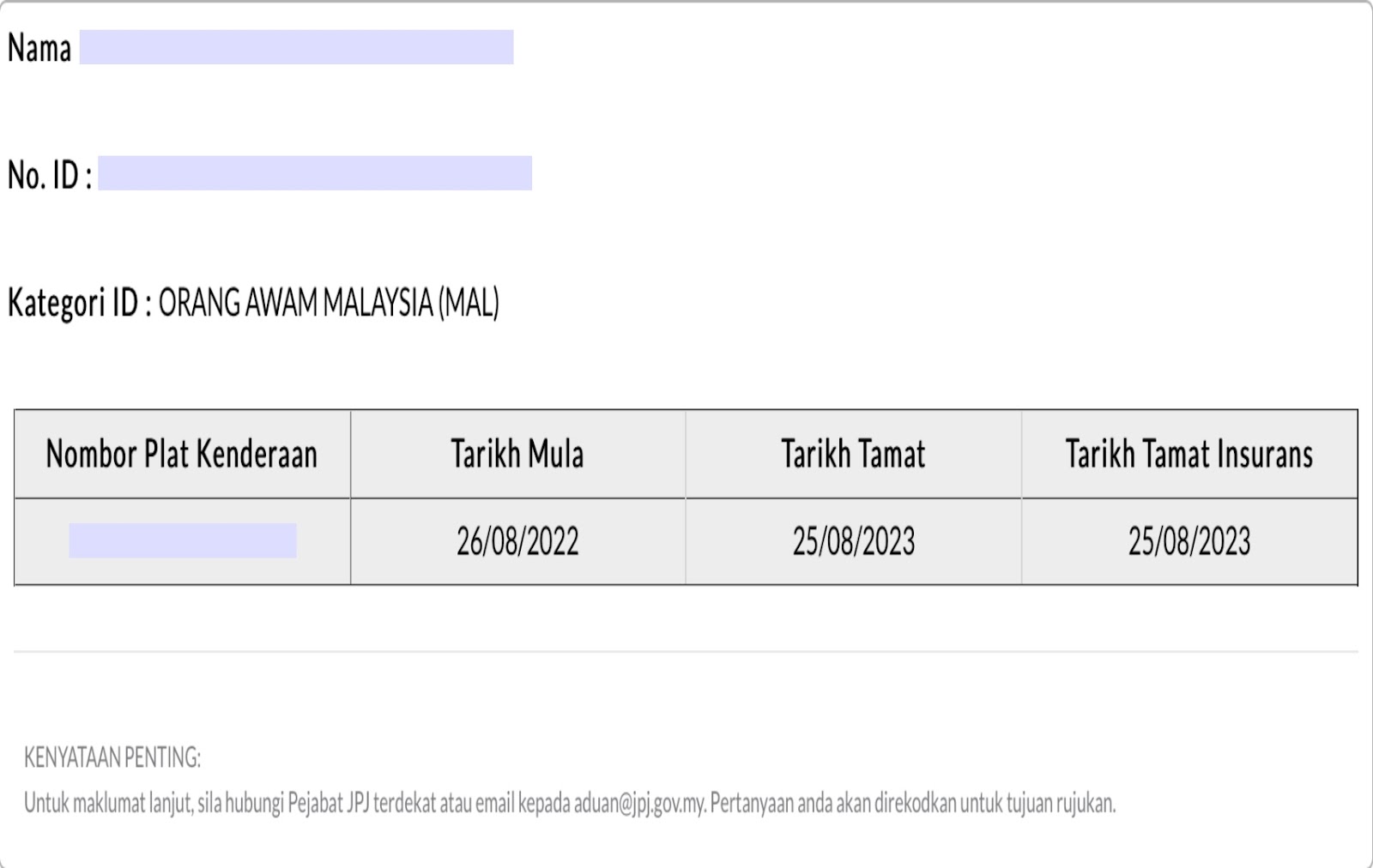 semak roadtax jpj