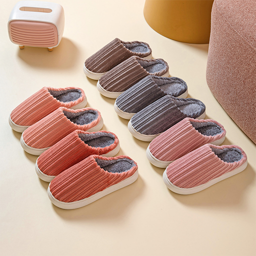 Title 2, Striped Design Womens Slippers, Winter Warm In...