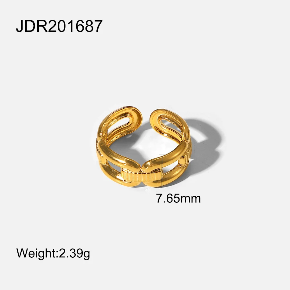 Ring Four Rechthoekige Gesp 18K Verguld Roestvrij Staal. Een stijlvolle en duurzame accessoire voor een verfijnde en moderne uitstraling.