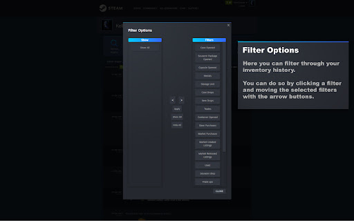 CS:GO History Utility Filter