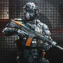 Futuristic Soldier in Combat Gear
