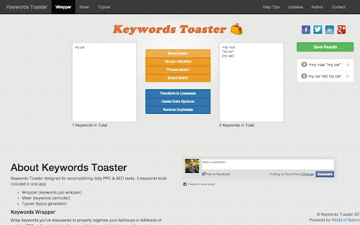 Keywords Toaster