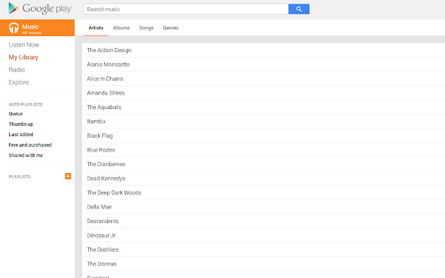 List View for Google Play Music chrome extension