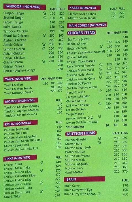 Tandoori King menu 