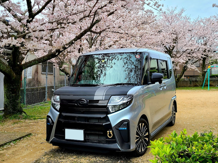 タントカスタムの桜🌸コラボ・いも天屋NEWオープン・宮原サービスエリア上り店・マフラーカッター干渉対策・クーちゃんは美人✨に関するカスタム事例の投稿画像1枚目