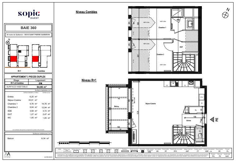 Vente appartement 2 pièces 64 m² à Saint-Pierre-Quiberon (56510), 379 000 €