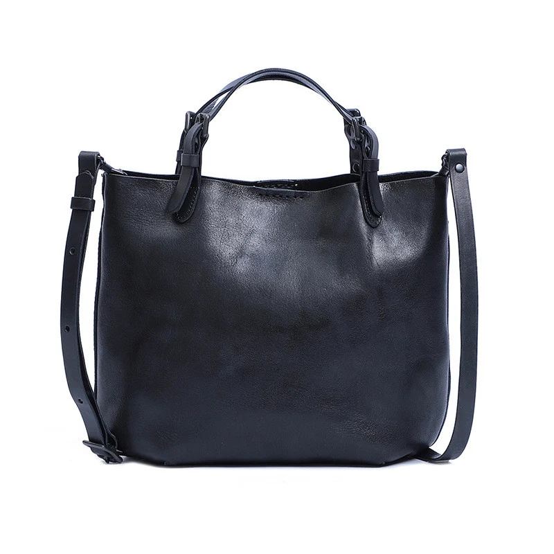 Borsa a mano retrò in pelle bovina primo strato. Design classico, stile senza tempo e resistenza. Perfetta per l'uso quotidiano.