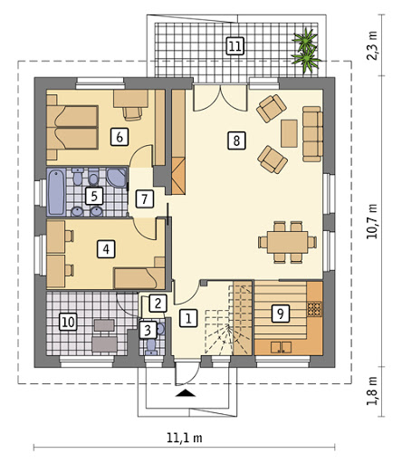 Miarodajny - wariant IV - C333d - Rzut parteru