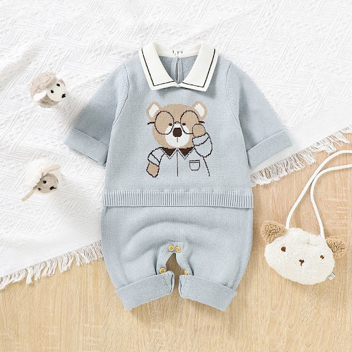 Title 5, Standing Collar Baby Bear Knitted Sweater keeps...