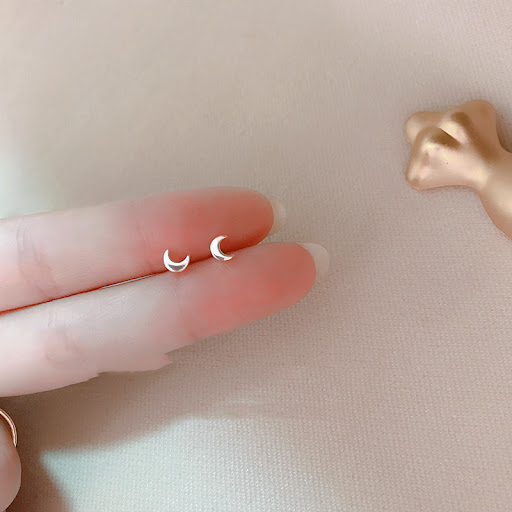 Title 4, Female Simple And Compact Ornament Moon Earring...