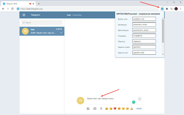 Telegram Voice Helper chrome extension
