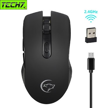 Chuột Không Dây Pin Sạc Ghost Wolf G829 Black