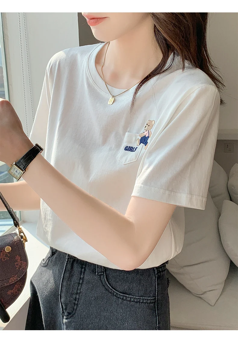 Title 13, Girly New Pocket Bear Embroidery Loose Cotton S...